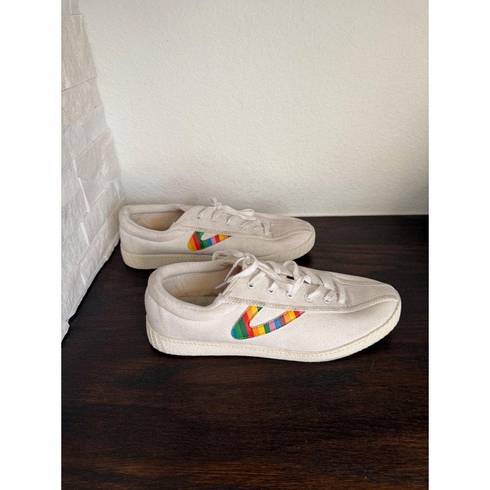 Tretorn Nylite 28 Plus White Canvas Rainbow Sneakers Womens 11